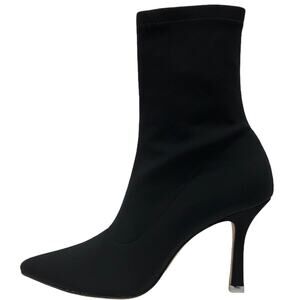 Black Suede Studio AKIYO Black Sock Boots Booties Stretch Lycra Dust Bag 38 US 8